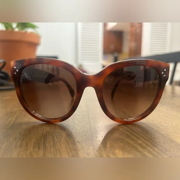 Celine Brown Tortoise Oversized Cat Eye Sunglasses Gradient - Picture 2 of 13